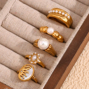 Anéis Elégant com Zircônia e Pérolas