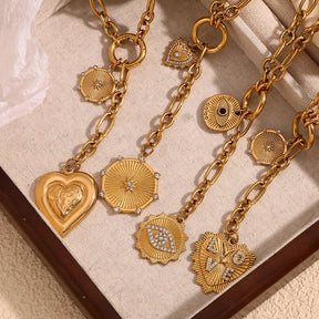 Colar Elegante com Pingentes de Zircônia e Aço Inoxidável