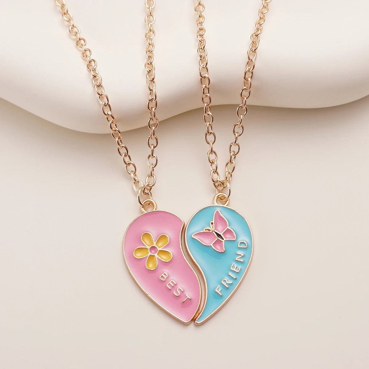 2 Pcs/Set Best Friends Pendant Necklace for Women Cute Avocado Lover Broken Heart Clavicle Chain BFF Best Friends Jewelry Gifts