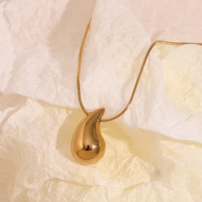 Colar Pingente Gota de Água Minimalista em Aço Inoxidável 18K