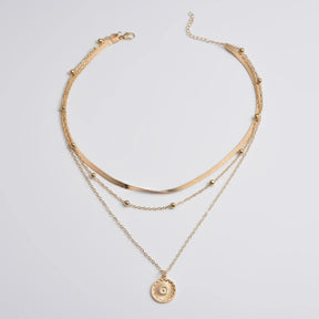 Colar Feminino Três Camadas em Prata 925 com Charme