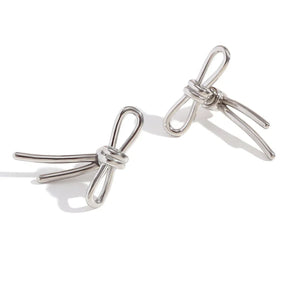 Brincos Minimalistas de Aço Inoxidável com Laço