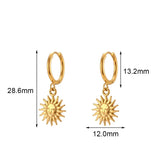 Brincos de Argola com Pingente de Sol Dourado