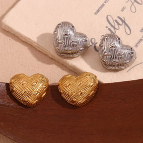 Brincos Coração Trançado Banhados a Ouro 18K