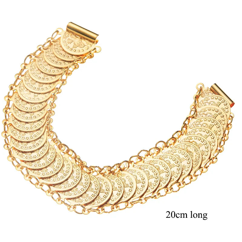 Pulseira Banhada a Ouro com Moeda Turca para Mulheres