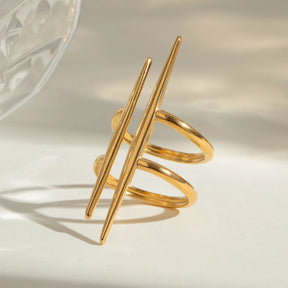 Anel Vintage de Aço Inoxidável Banhado a Ouro 18K