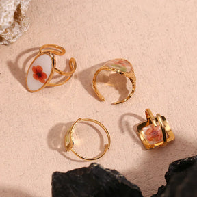 Anel Flor Vintage Oval com Zircônia e Ouro 18K