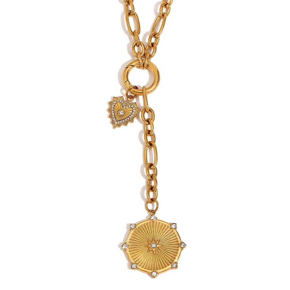 Colar Elegante com Pingentes de Zircônia e Aço Inoxidável