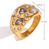 Anel Dourado com Zircônias e Corações