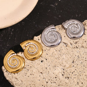 Brincos Caracol com Pérolas e Ouro 18K