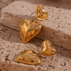 Brincos Coração Duplo Banhados a Ouro