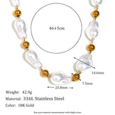 Colar de Pérolas Barroco Luxo em Aço Inoxidável 18K