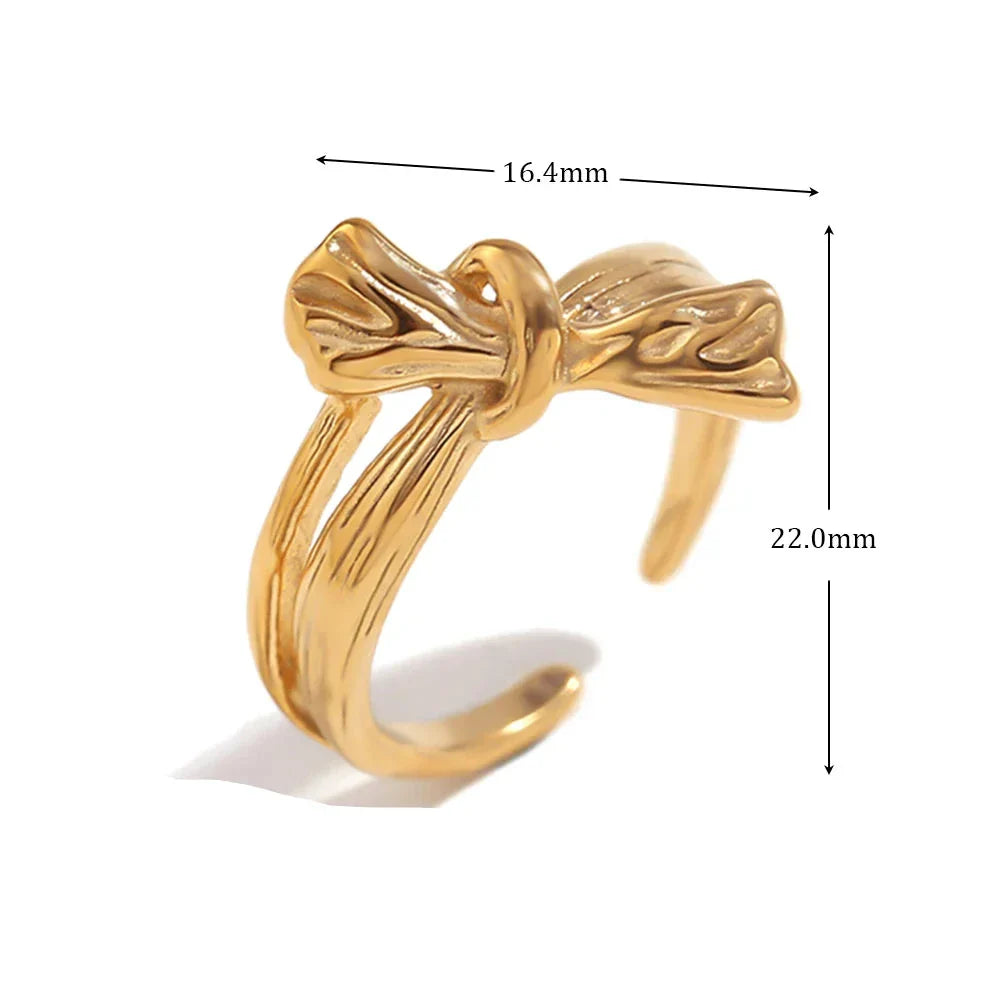 Anel Elegância Laço Banhado a Ouro 18K
