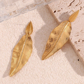 Brincos Folha de Ouro Elegante
