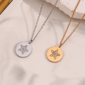 Colar Estrela em Aço Inoxidável com Zircônia