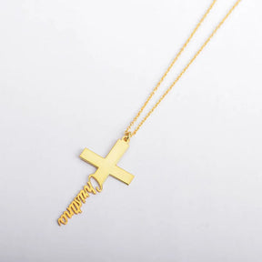 Colar Personalizado Cruz com Nome em Aço Inoxidável e Folhado ouro 18k