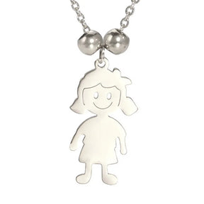 Stainless Steel Necklace Boy Girl Kids Pendant Necklace for Women Men Beads Chain Choker Family Jewelry Gift collares aesthethic