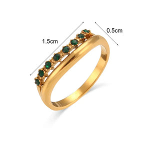 Anel Elegante de Aço Inoxidável com Zircônias