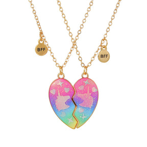 Summer Style 2pcs/set Heart Unicorn Cat Animal Pendant BFF Necklace for 2 Best Friends Girls Friendship Gifts