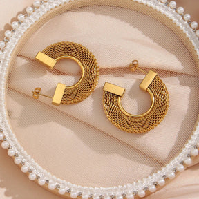 Brincos de Argola Trançados Banhados a Ouro 18K - Burnett's