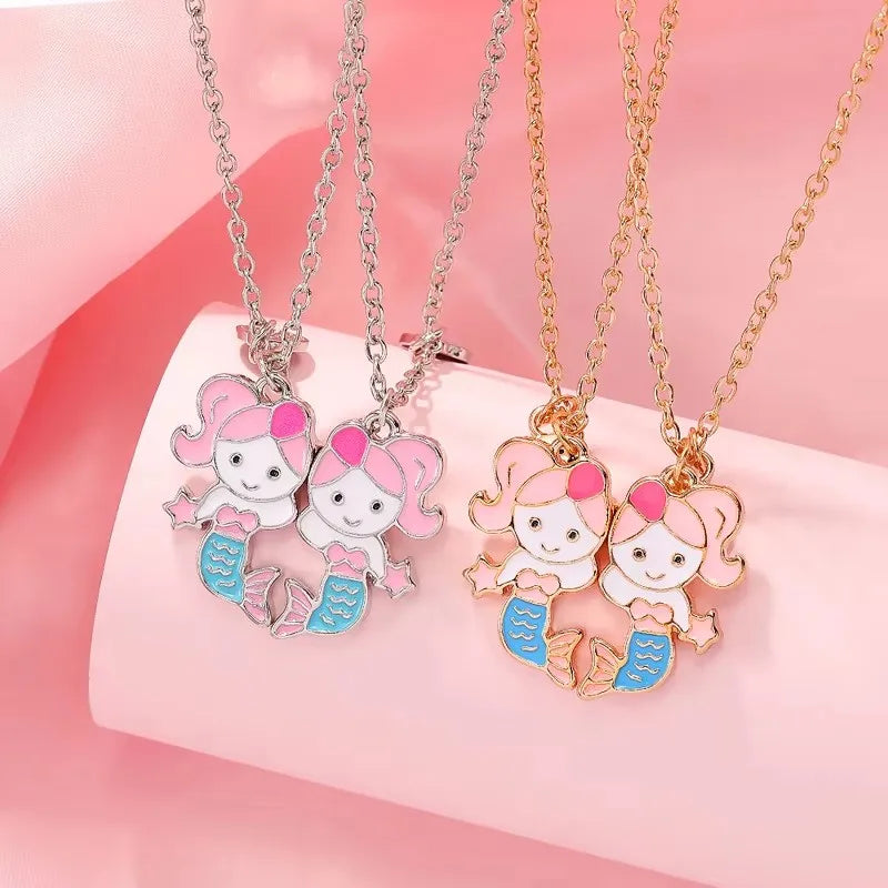 Cute Animal Magnet Necklaces for Women Girls Kawaii Best Friends Cat Rabbit Animal Pendant Chain BFF Friendship Jewelry Gifts