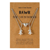 BFF Necklace for 2 Split Heart Cute Dinosaur Pendant Friendship Necklaces Best Friend Jewelry Set of 2 Gifts for Her