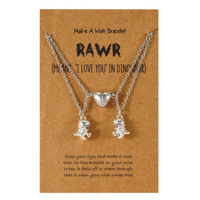 BFF Necklace for 2 Split Heart Cute Dinosaur Pendant Friendship Necklaces Best Friend Jewelry Set of 2 Gifts for Her