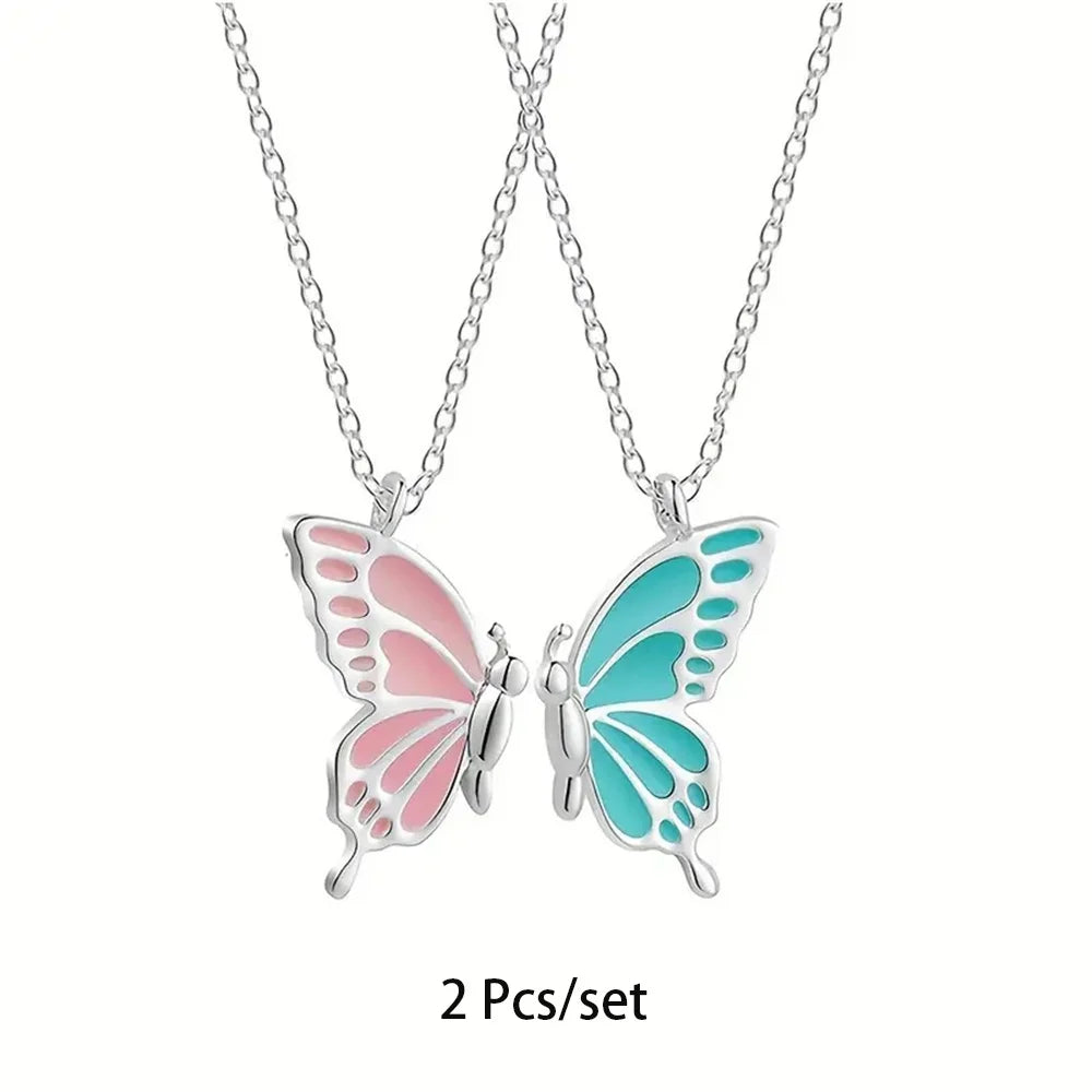 2 Pcs/Set Best Friend Necklace Creative Pentagram Pendant Alloy Accessories Friendship Necklace Best Friend Alloy Pendant