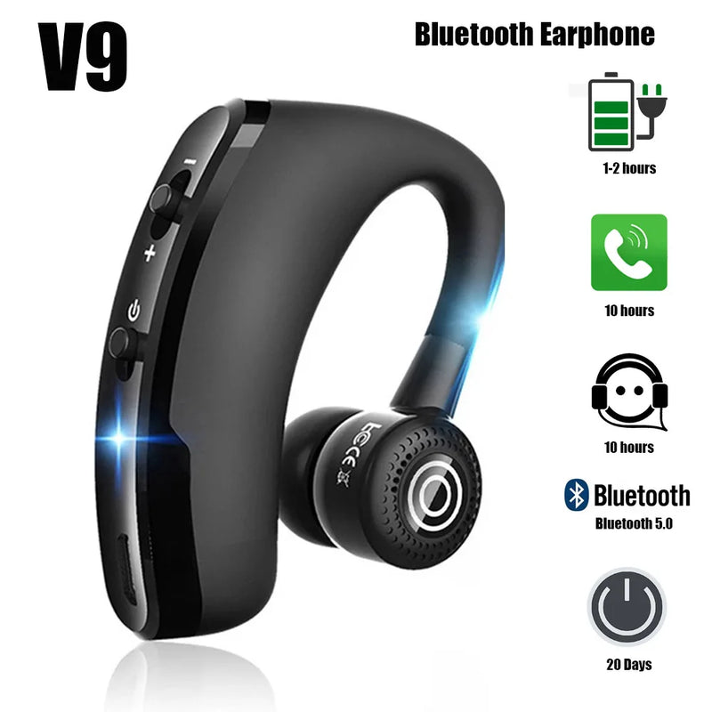 Fone de ouvido sem fio v9, fone de ouvido compatível com bluetooth, controle de ruído, música estéreo, com microfone