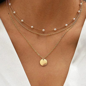 Colar Feminino Três Camadas em Prata 925 com Charme