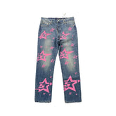 Calça Jeans Sp5der Pink Stars