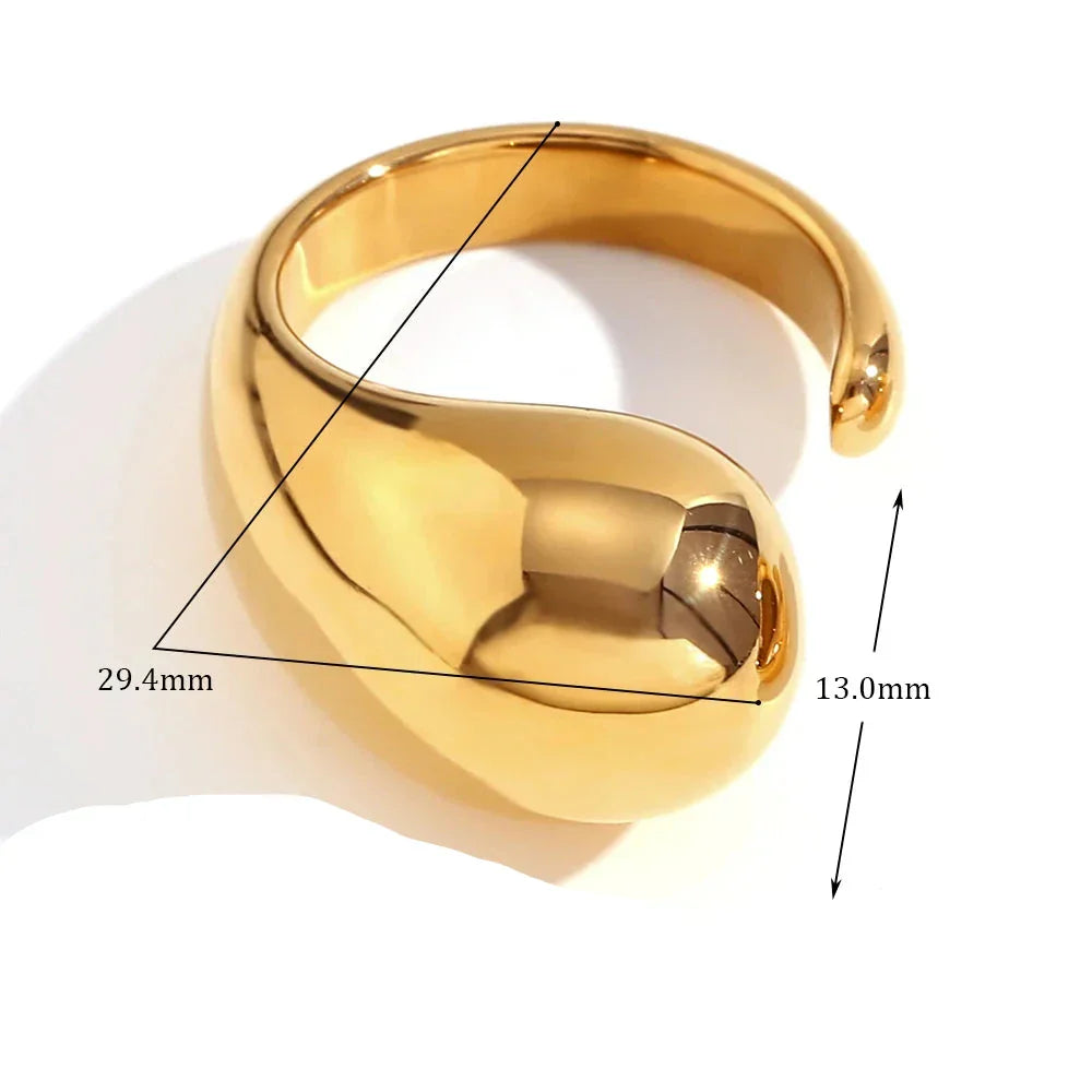 Anel Minimalista Gota D'Água Banhado a Ouro 18K