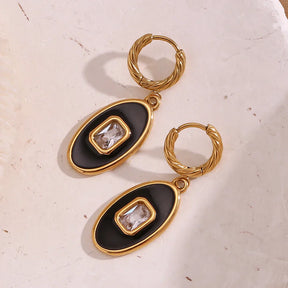 Brincos Oval Elegância com Zircônia