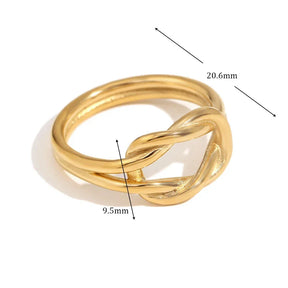 Anel Elegância Nó Duplo Banhado a Ouro