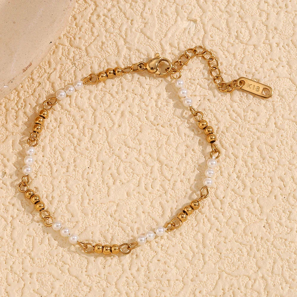 Pulseira Belle de Miçangas e Aço Inoxidável