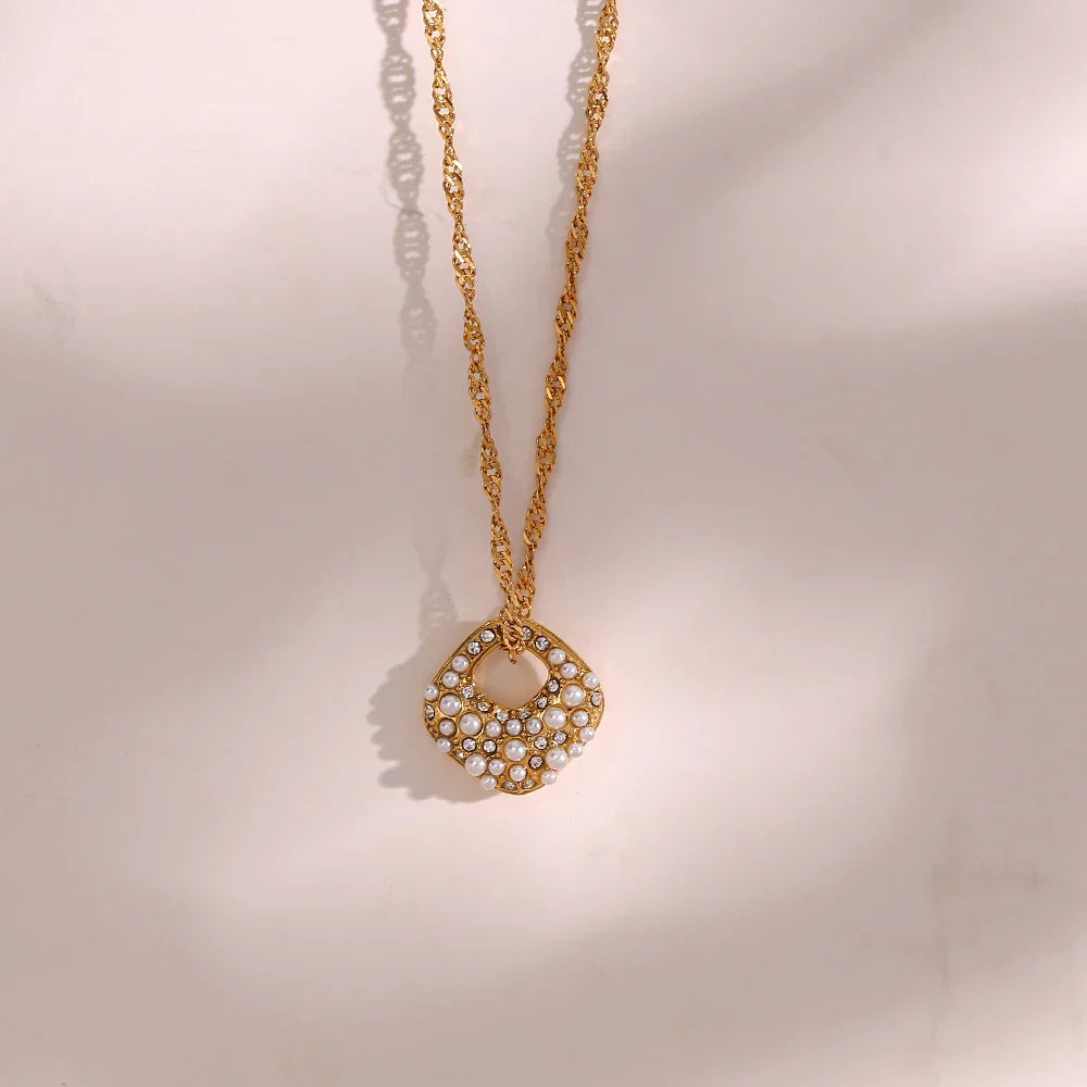 Colar Pingente Quadrado com Zircônia para Mulheres