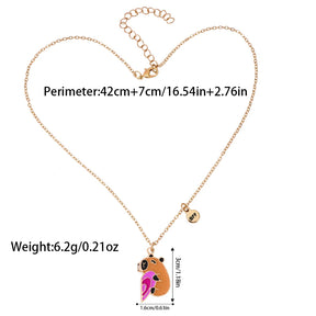 Qpeach 2Pcs/set Cute Cartoon Capybara Pendant Best Friend Girl BFF Necklace for Besties Friendship Jewelry Gifts