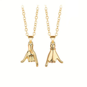 2pcs/set Pull Hook Hands Couple Necklace Pinky Swear Promise Love Hug Chain Necklace for Best Friend Couples Birthday Gifts