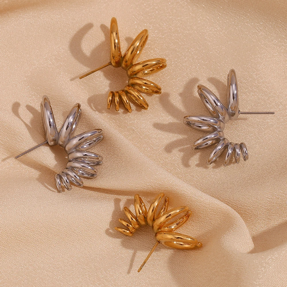 Brincos Elegantes de Pétalas em Aço Inoxidável