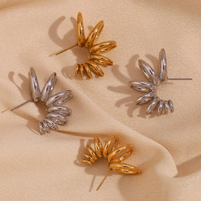 Brincos Elegantes de Pétalas em Aço Inoxidável