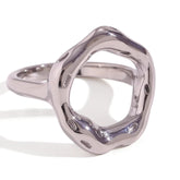 Anel Banhado a Ouro com Design Oco Irregular