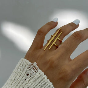 Anel Vintage de Aço Inoxidável Banhado a Ouro 18K