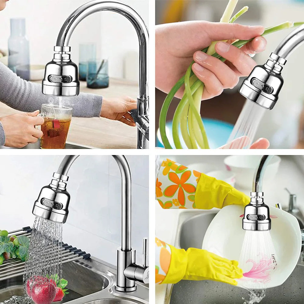 Torneira giratória 360 graus para cozinha, aerador ajustável, modo duplo, pulverizador, filtro, difusor, economia de água, bico, conector de torneira de banho