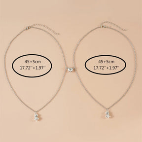 BFF Necklace for 2 Split Heart Cute Dinosaur Pendant Friendship Necklaces Best Friend Jewelry Set of 2 Gifts for Her
