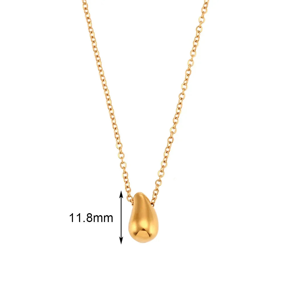 Colar Elegante com Pingente de Gota em Aço Inox Banhado