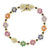 Pulseira Charmosa de Elo Dourado com Cristais Coloridos