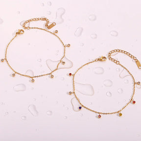 Tornozeleira Elegante com Zircônias Coloridas