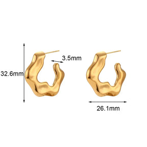 Brincos de Aço Inoxidável com Design Orgânico Dourado