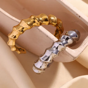 Pulseira Bambu Espiral em Aço Inoxidável Banhada a Ouro