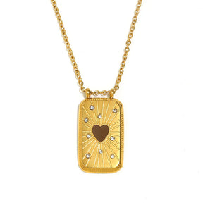 Colar Pingente Tarot Retangular em Aço Inoxidável 18K